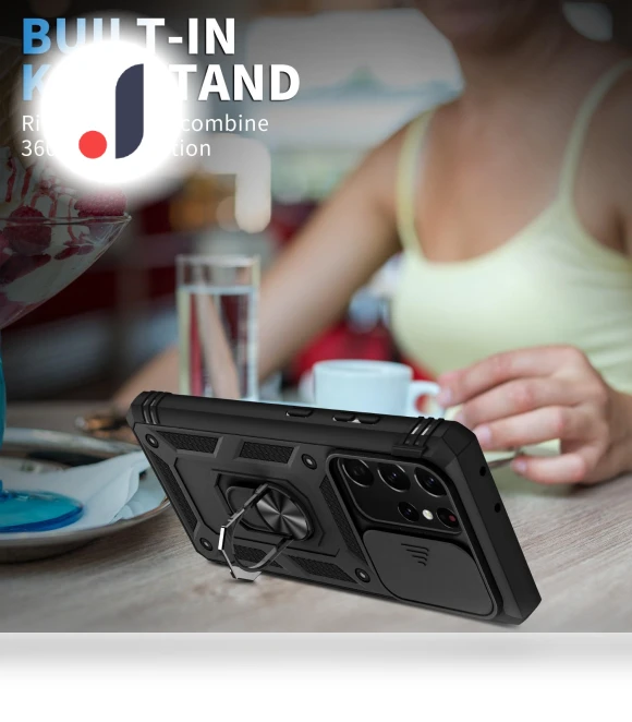 Protective Phone Case with Stand, Card Holder, and Sliding Camera Cover — Phone Accessories, Smartwatch 2025