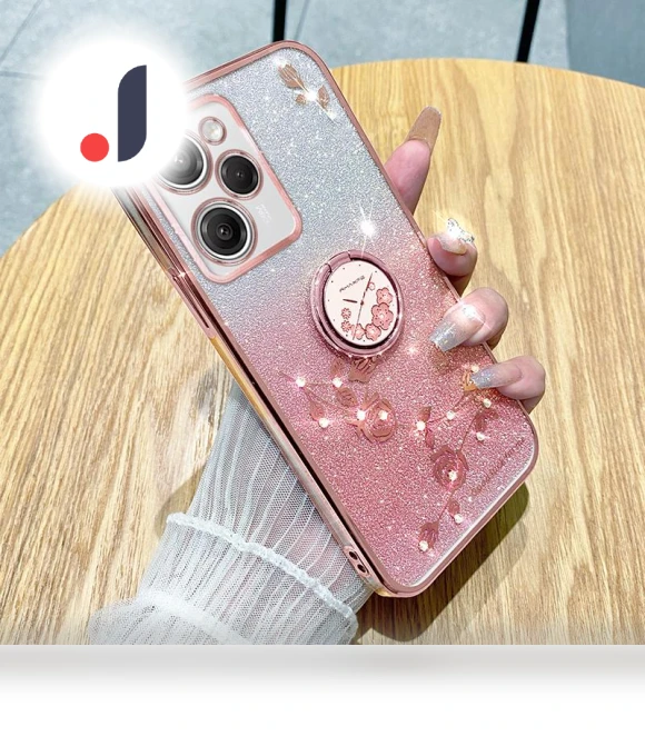 Shockproof Case with Rhinestone Flower & Kickstand — Phone Accessories, KADEM