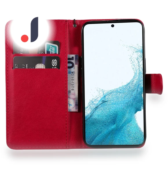 Solid Color Leather Mobile Cover Wallet Stand with Strap — Phone Accessories, Smartwatch 2025