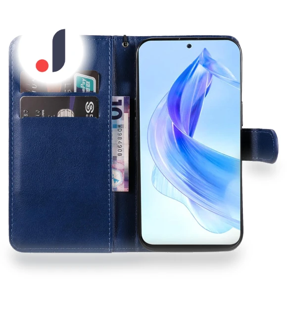 Solid Color Leather Mobile Cover Wallet Stand with Strap — Phone Accessories, Smartwatch 2025