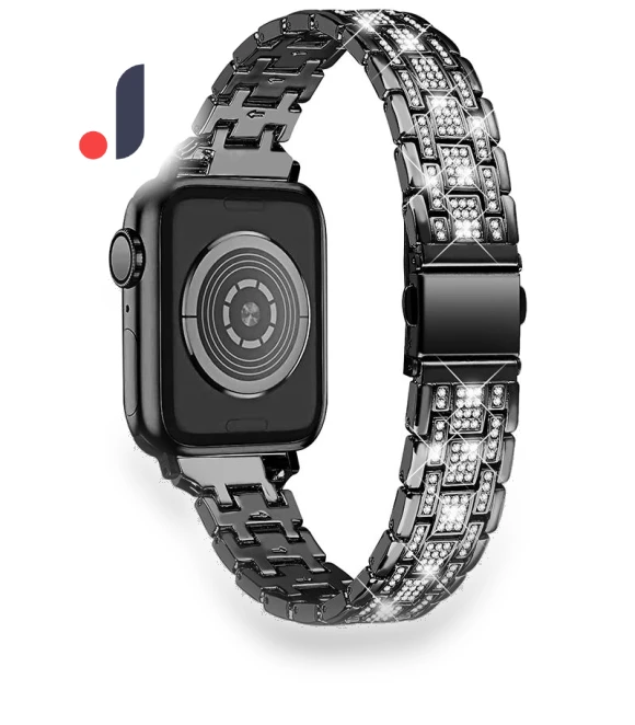 Stainless Steel Rhinestone Decor Dual-layer Clasp Watch Band with PC Watch Case — Bands, Smartwatch 2025