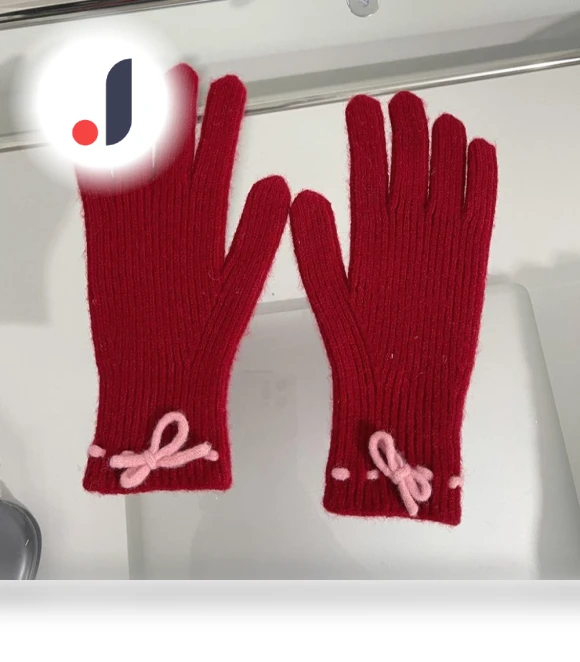 Knit Touchscreen Gloves with Bow — Cold Weather Gloves, Puxinda