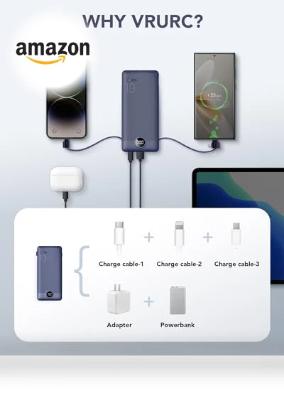 Portable Charger Built-in Cables and AC Wall Plug — Chargers, VRURC