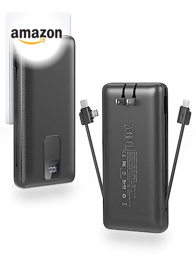 Portable Charger with Built-in Cables and Wall Plug — Chargers, Charmast