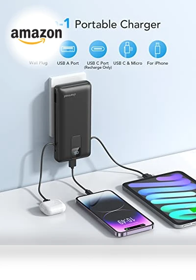 Portable Charger with Built-in Cables and Wall Plug — Chargers, Charmast