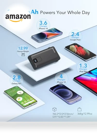 Portable Charger with Built-in Cables and Wall Plug — Chargers, Charmast