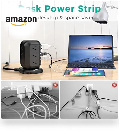 Power Strip Tower with USB Ports — Power Solutions & Surge Protection, AiJoy
