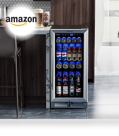 15 Inch Beverage Cooler Refrigerator — Mini Fridges, COSTWAY