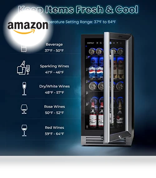 15 Inch Beverage Cooler Refrigerator — Mini Fridges, COSTWAY