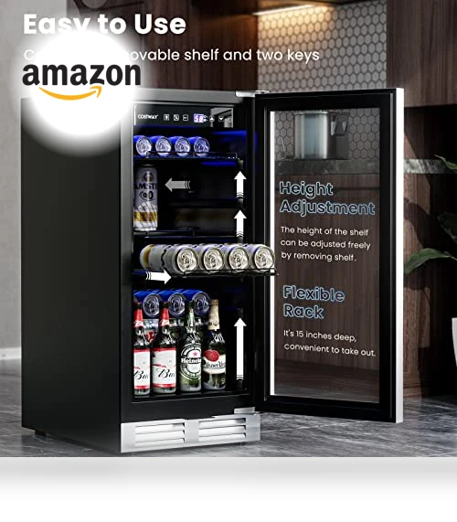 15 Inch Beverage Cooler Refrigerator — Mini Fridges, COSTWAY