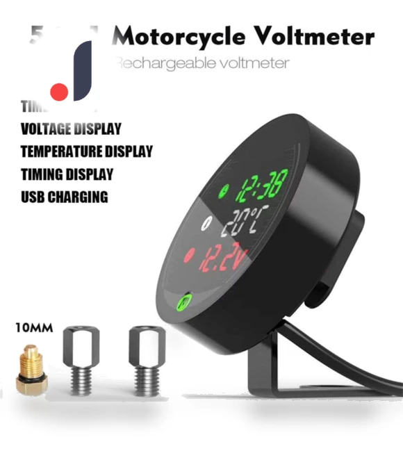 5 IN 1 Motorcycle Water Temperature Voltage Hour Meter USB Charger — Hour Meter, happybuySE