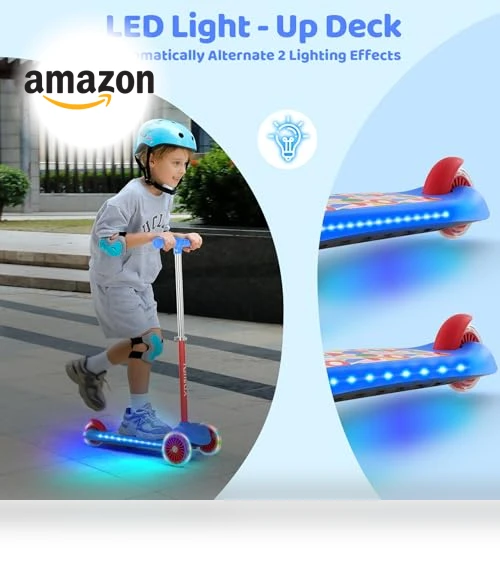 Kids Scooter with Light-Up Deck and Wheels — Push Scooters, TONBUX