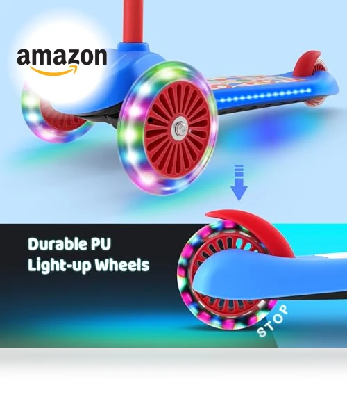 Kids Scooter with Light-Up Deck and Wheels — Push Scooters, TONBUX