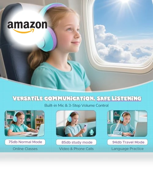 Kids Wireless Active Noise Cancelling Headphones — In-Ear Headphones, SteelLumen