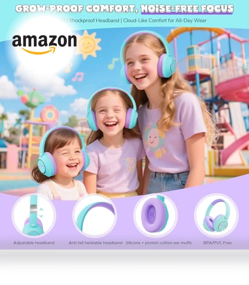 Kids Wireless Active Noise Cancelling Headphones — In-Ear Headphones, SteelLumen