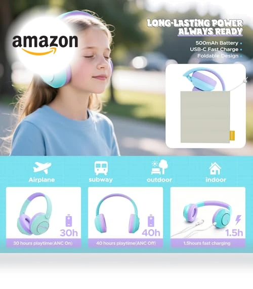 Kids Wireless Active Noise Cancelling Headphones — In-Ear Headphones, SteelLumen