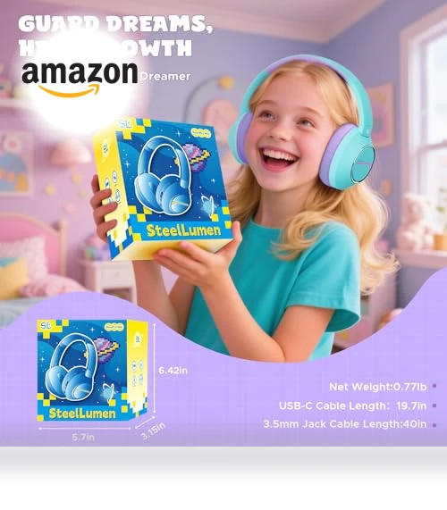 Kids Wireless Active Noise Cancelling Headphones — In-Ear Headphones, SteelLumen