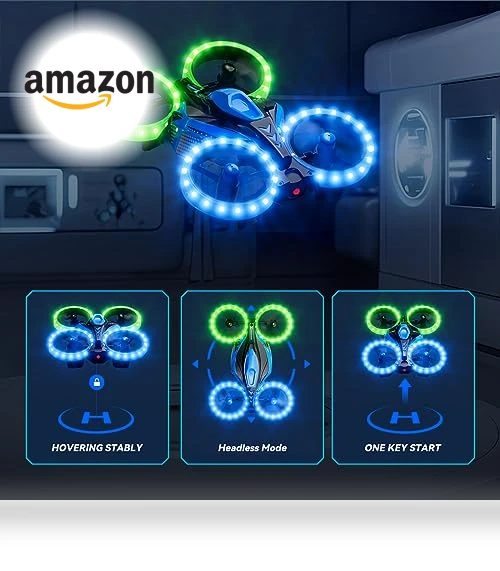 3in1 Battle Drone with LED Lights — Remote Control Aircraft, ARMEW