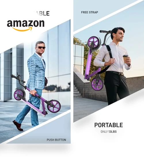 Foldable Kick Scooter with Big Wheels — Push Scooters, WAYPLUS