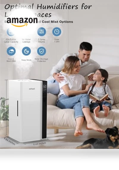 Large Room Humidifier with Dual Mist Nozzles — Air Moisturizers, mifasol
