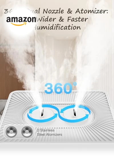 Large Room Humidifier with Dual Mist Nozzles — Air Moisturizers, mifasol