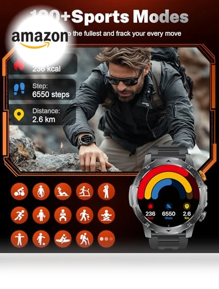 Military Smart Watch with Flashlight — Smartwatches, LIGE