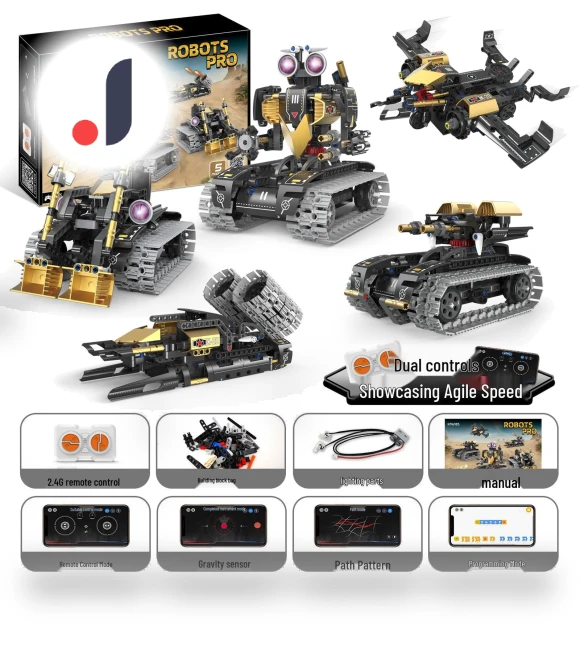 5-in-1 Programmable Military Robot Building Blocks — Construction Kits, Super Go