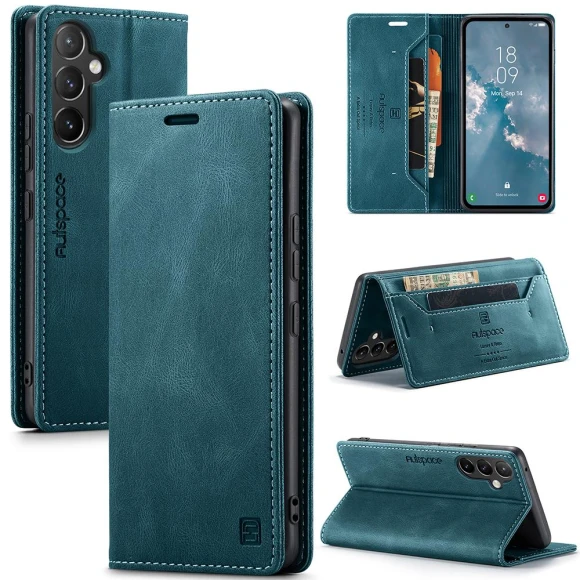 RFID Blocking Phone Case Leather Stand Retro Texture Matte Wallet Cover — Smartwatch Protectors, Smartwatch 2025