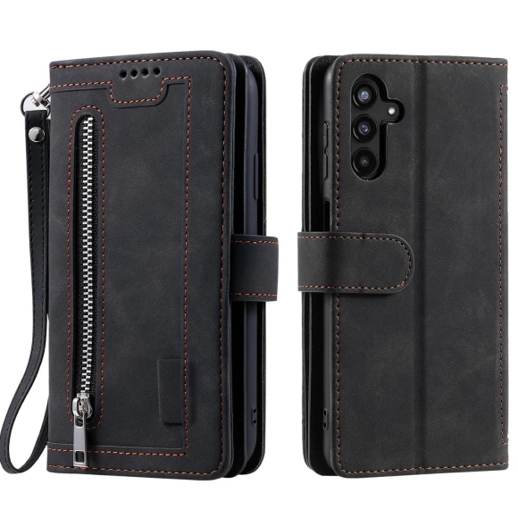 Shockproof PU Leather Phone Case with Zipper Pocket and Stand — Bumpers, Smartwatch 2025