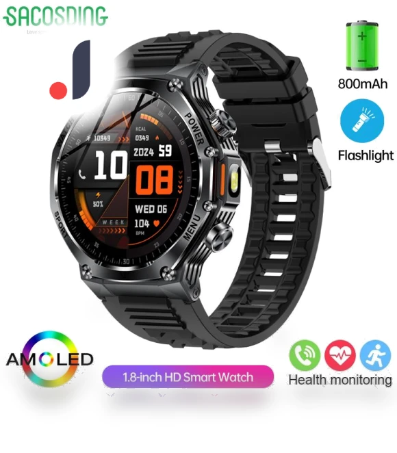 Уличные умные часы с большой батареей и светодиодным фонариком — Smartwatches, SACOSDING