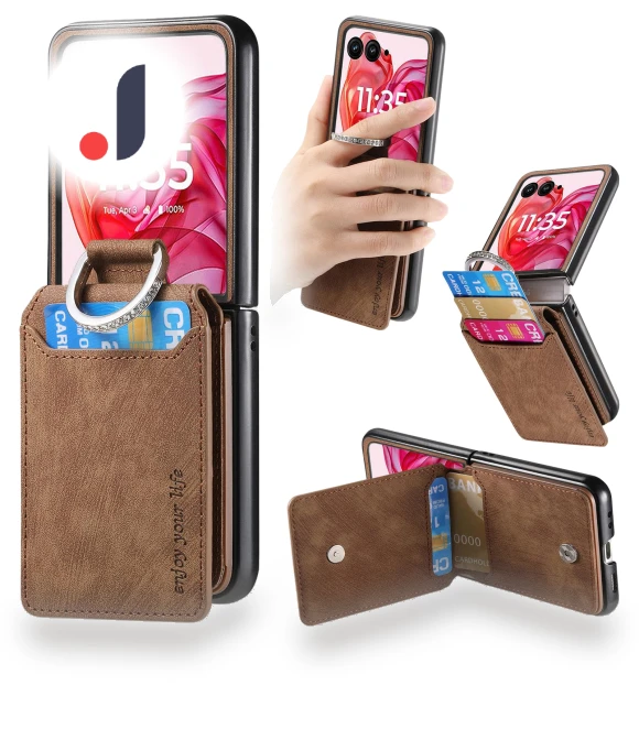 Card Holder Kickstand Retro Texture Leather Back Cover — Flip Cases, Smartwatch 2025