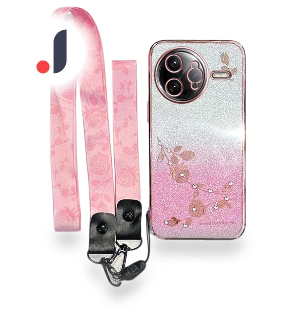 Flower Pattern TPU Gradient Phone Cover with Lanyards — Phone Accessories, Smartwatch 2025