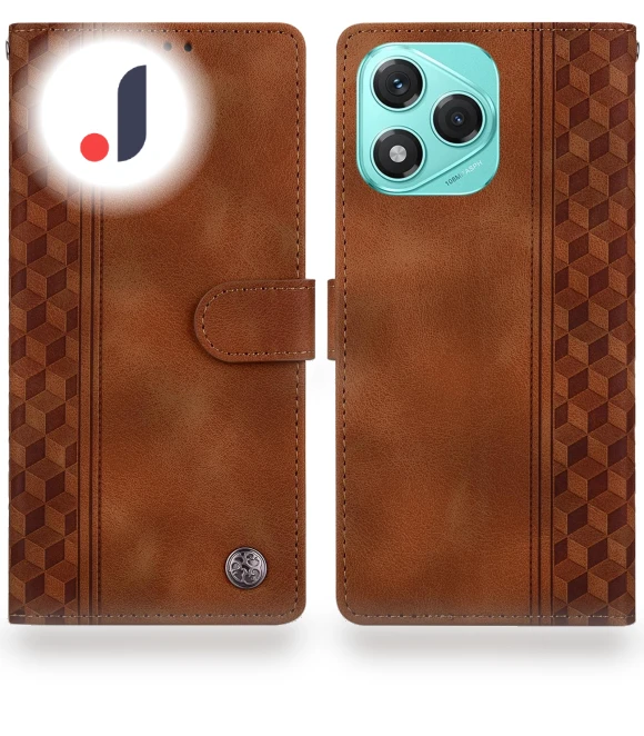 Leather Case Imprinted Checkered Pattern Wallet Stand Flip Phone Cover — Flip Cases, Smartwatch 2025