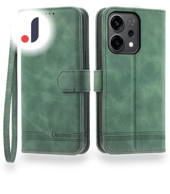 Lines Imprint Wallet Leather Phone Cover with Wrist Strap — Smartwatch Protectors, Smartwatch 2025