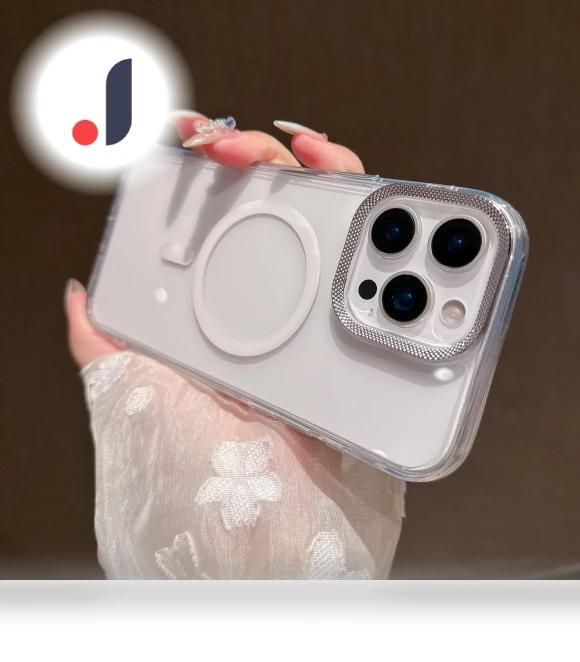 MagSafe Clear Phone Cover with Diamond Texture Lens Frame — Phone Accessories, Smartwatch 2025