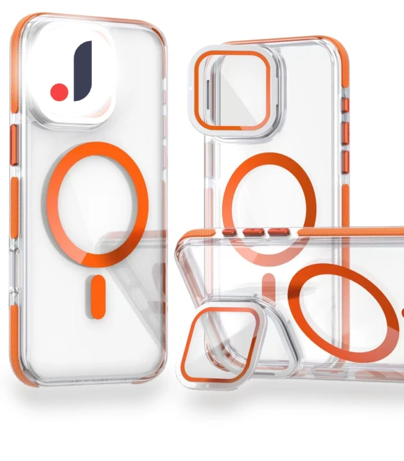 MagSafe TPU Acrylic Clear Phone Cover with Lens Cover Kickstand — Phone Accessories, Smartwatch 2025