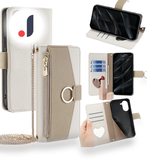 Mirror Wallet Leather Phone Cover with Chain Shoulder Strap — Phone Accessories, Smartwatch 2025