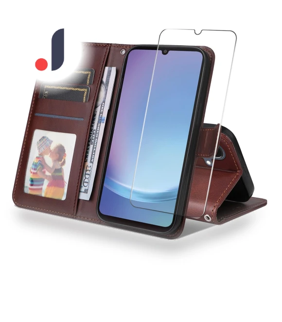 PU Leather Wallet Case with Phone Stand and Tempered Glass — Smartwatch Protectors, Smartwatch 2025