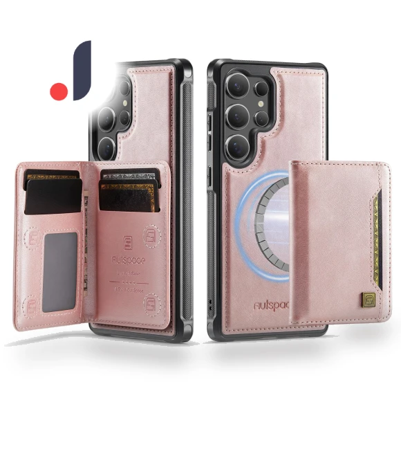 Vintage Leather Back Cover with Magnetic Detachable Card Bag — Flip Cases, Smartwatch 2025