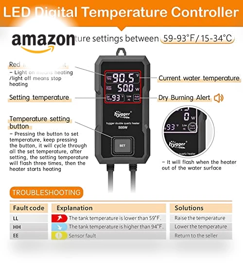 Aquarium Heater with Digital LED Controller — Heaters & Chillers, hygger