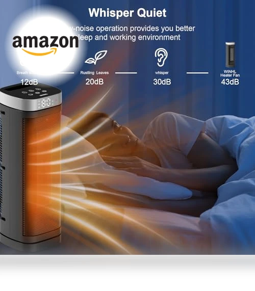 Electric Space Heater with Thermostat and Remote — Portable Heating Solutions, WINHL