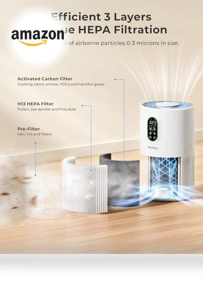 Large Room Air Purifier with HEPA Filter and Night Light — HEPA Air Purifiers, WESTHEY