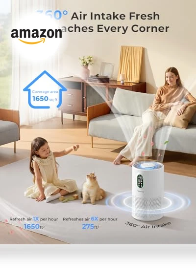 Large Room Air Purifier with HEPA Filter and Night Light — HEPA Air Purifiers, WESTHEY