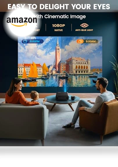 Smart Home Projector with WiFi 6 and Bluetooth 5.2 — Home Theater Projectors, WiMiUS