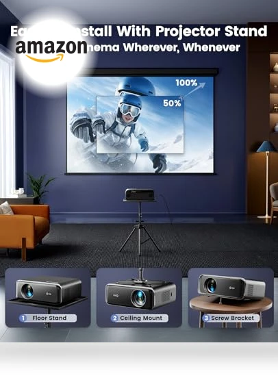 Smart Home Projector with WiFi 6 and Bluetooth 5.2 — Home Theater Projectors, WiMiUS