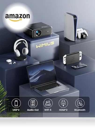 Smart Home Projector with WiFi 6 and Bluetooth 5.2 — Home Theater Projectors, WiMiUS