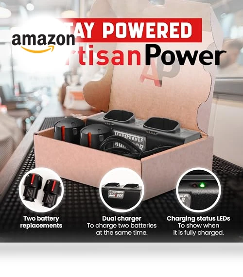 Double Charger and Two Replacement Batteries for Andis Clippers — Clippers, Artisan Power