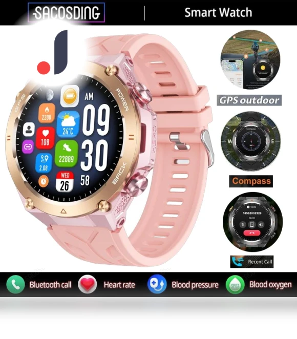 GPS Track Smart Watch with Compass, Altitude, Pressure, Sport Fitness, Bluetooth Talk — Smartwatches, SACOSDING