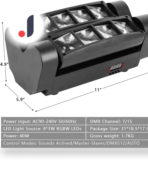 Mini RGBW LED Moving Head Lights — Black Light, Smart Mouse
