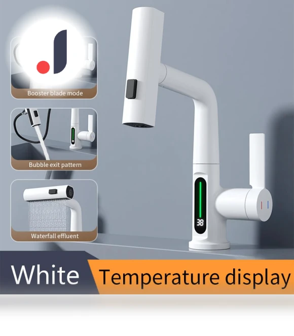 Digital Display Waterfall Faucet — Sink Faucets & Parts, Harmonious Living Home